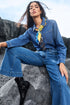 High Waisted Center Seam Wide Leg Cropped Denim Jeans